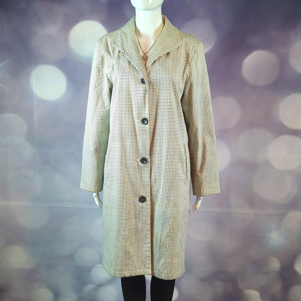 Harve Benard Weave Pattern Lined Trench Coat sz 10